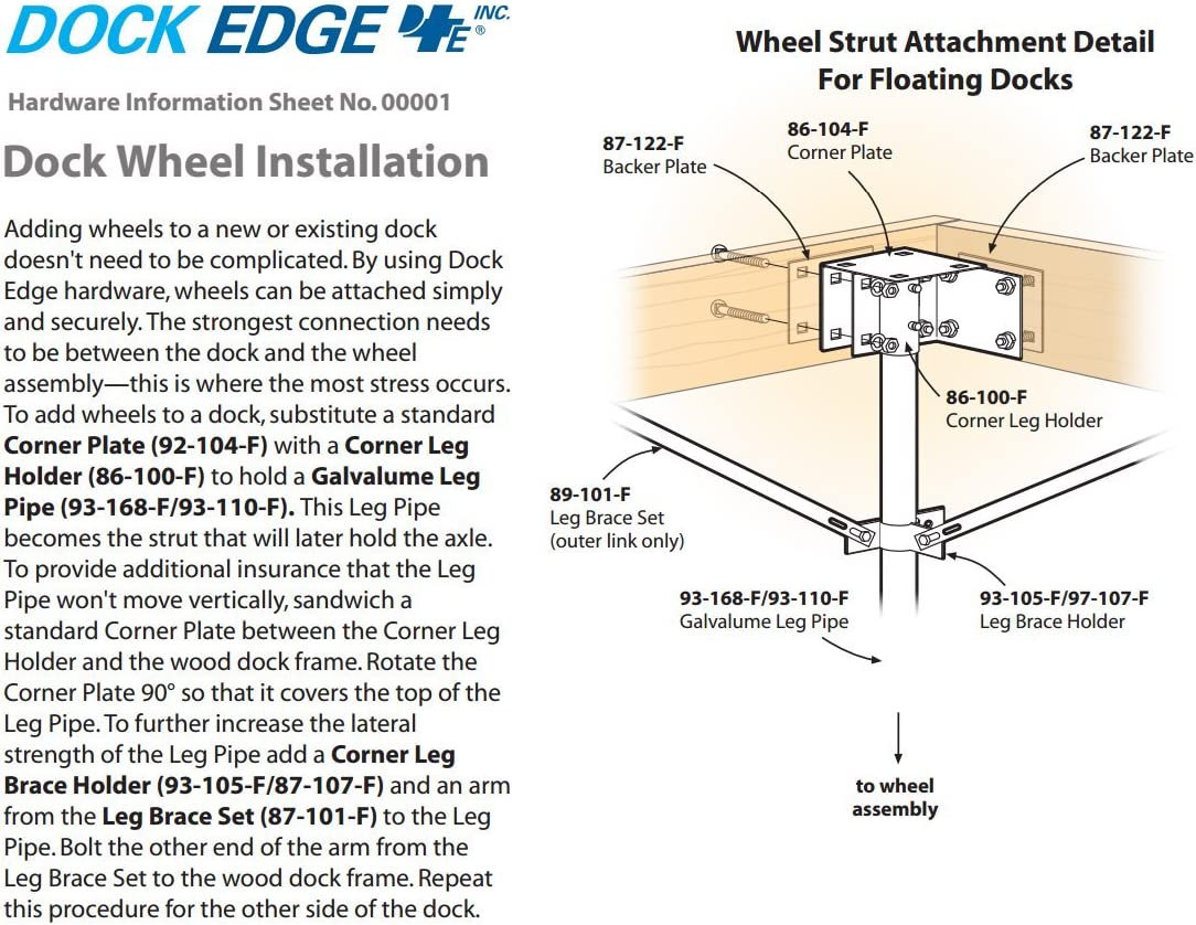 Lift 1.98" 24", Shaft - Dock Rotomold Edge Axle Boat Dock + & Wheel,