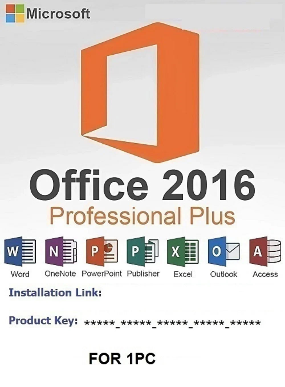 2016 PLUS , OFFICE key MICROSOFT card...(AUTHENTIC PRO AUTHORIZED SELLER)