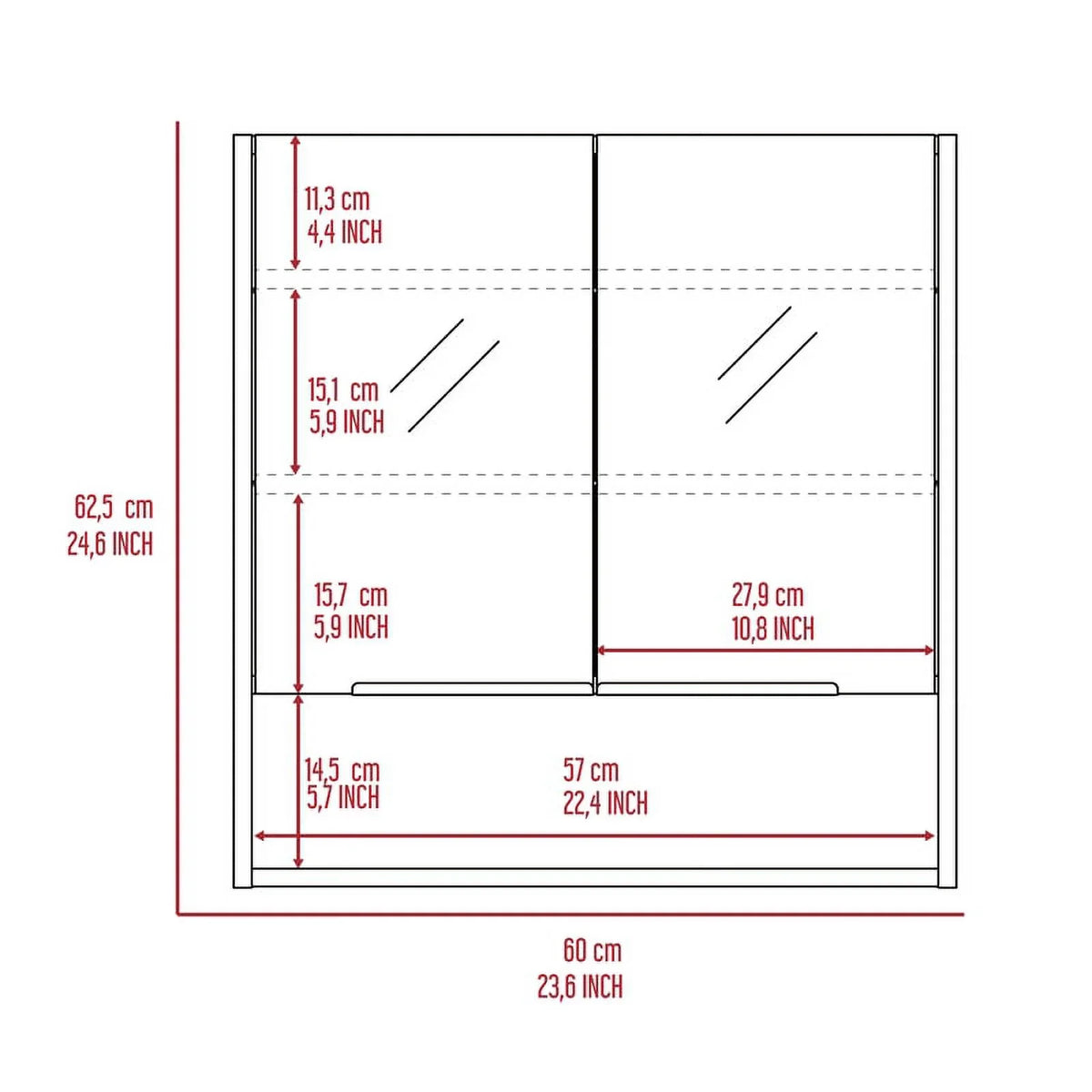 Medicine Linen Cabinet & with One Set Cabinet 2-Piece Home Door Square 63"