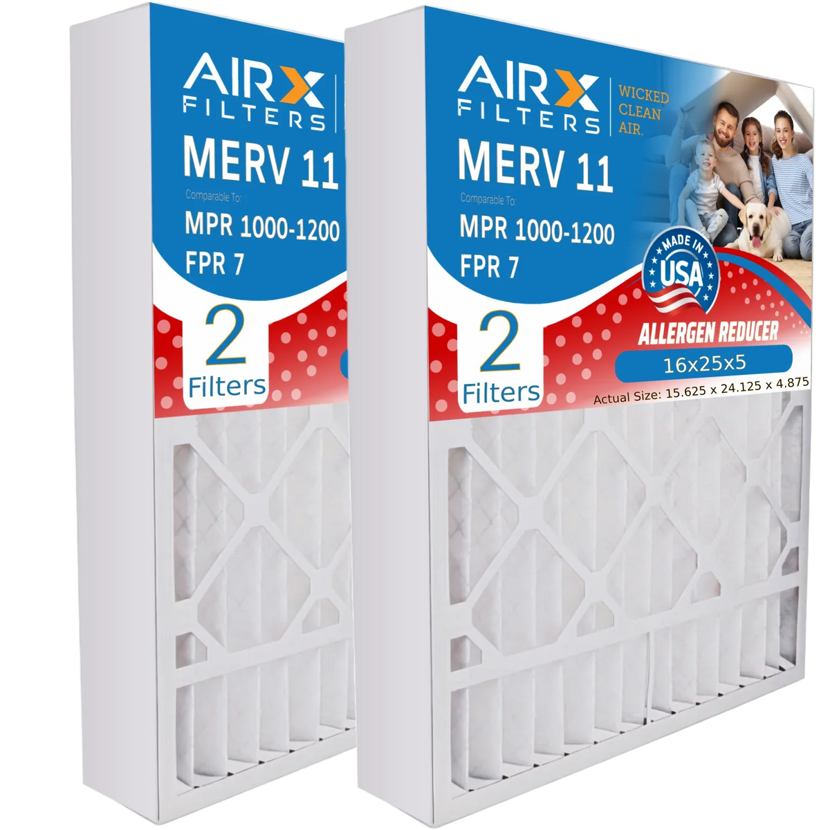 MPR AIRX Comparable Pack FPR to DB-25-16 Filter Premium Air MERV 16x25x5 AIR. Made 7 16x25x5 2 CLEAN Compatible #000-0448-001 MPR Furnace 11 Skuttle FILTERS with WICKED & USA Filter 1000, by 1200