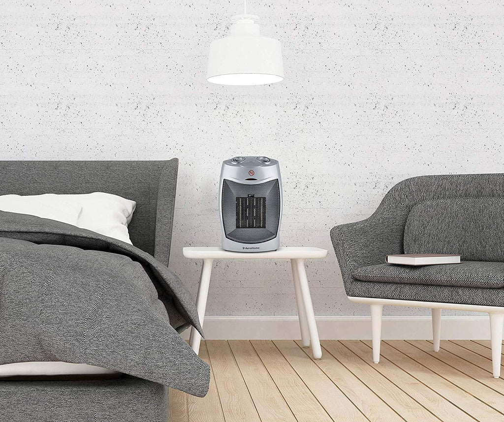 with Space AeroHome Adjustable Thermostat, 1500W Electric Silver Heater Personal Ceramic