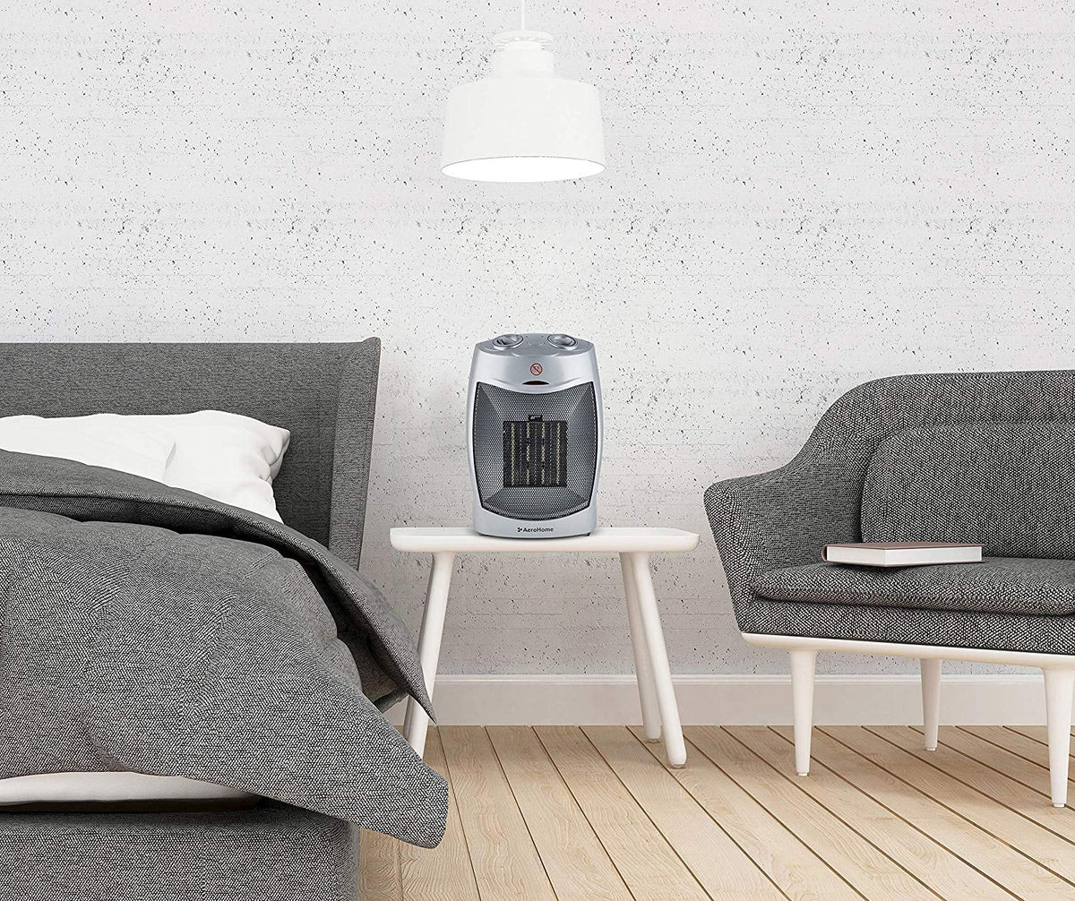 with Space AeroHome Adjustable Thermostat, 1500W Electric Silver Heater Personal Ceramic