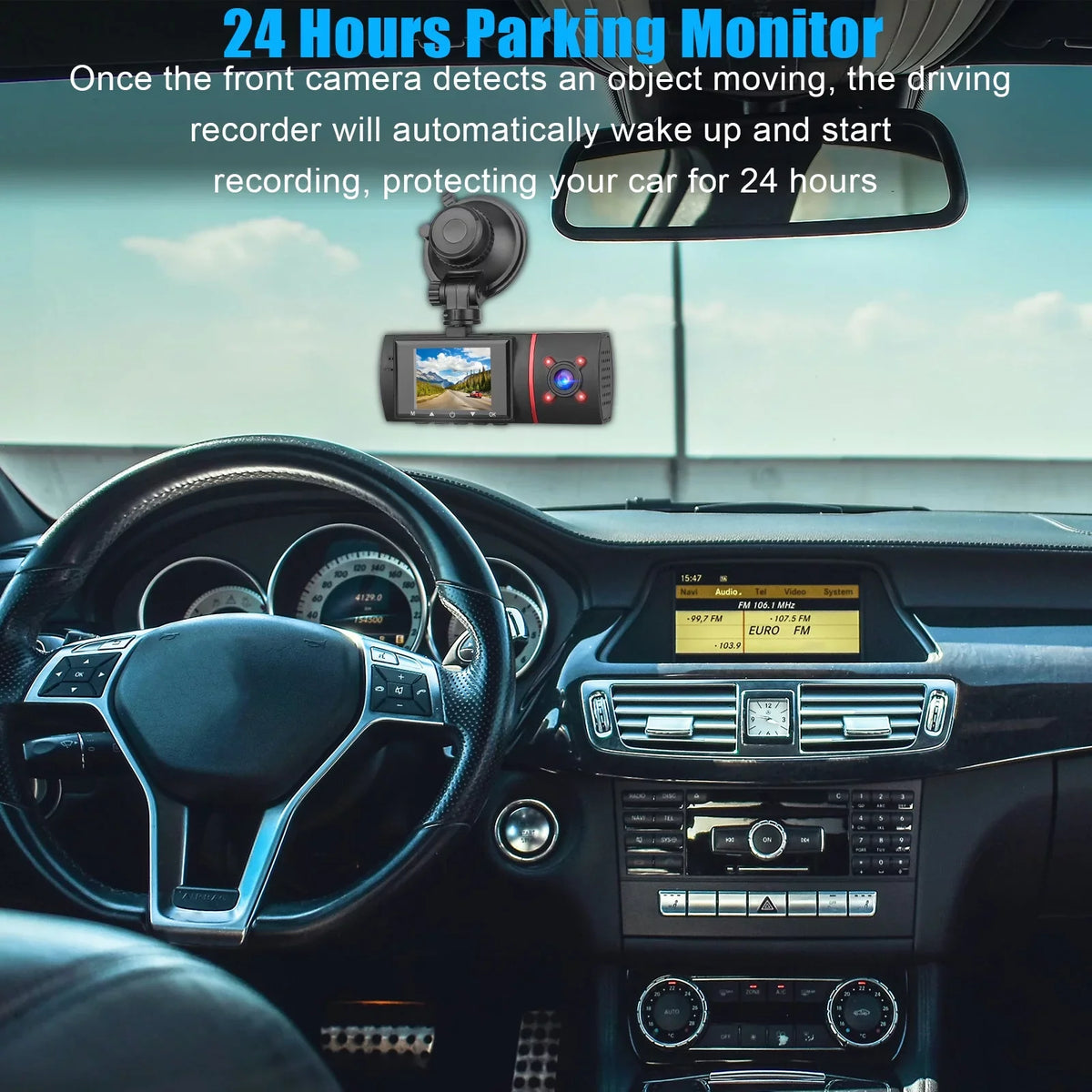 Camera IPS Monitor Wide 1080P Front Car Driving Angle, WDR, Dual Dashboard Car Recording, DVR Dash G-Sensor, Loop Parking and 2" 170° Recorder Vision, with Inside Screen, Night EEEKit with Car Cam,