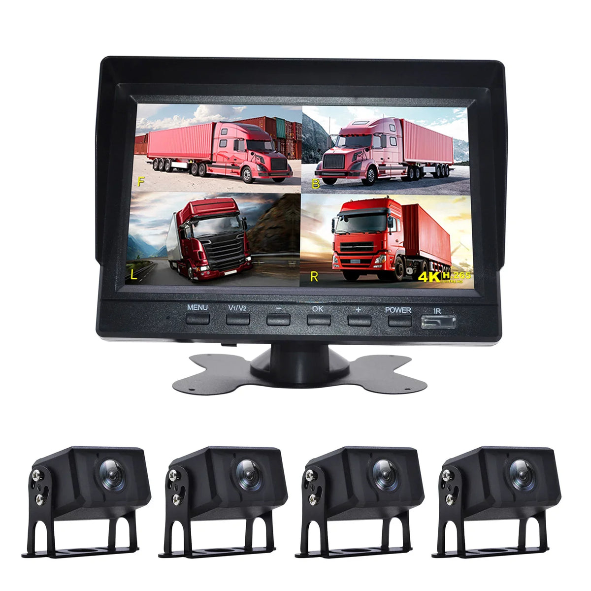 Camera RV Video Truck Driving Rear 7" Bus+4 Monitor Recorder DVR B Backup View for