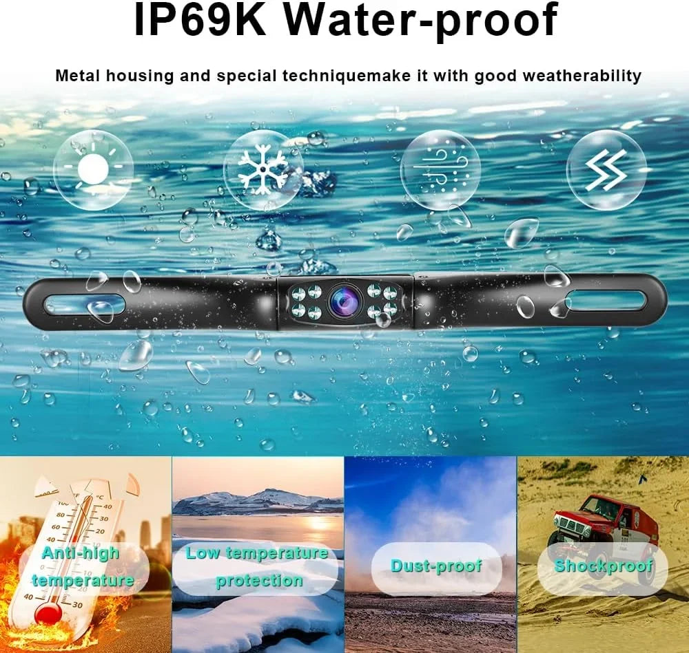 Camera Backup HD Rear Plate Vision,podofo License Waterproof Ultra Rear Night Camera Camera Reverse View HD Car