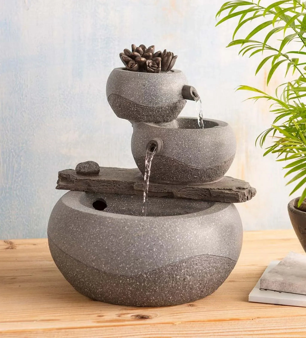 Three-Tier & Electric with Indoor Fountain Weather Lighted Wind Pump