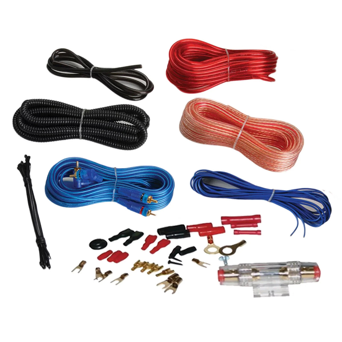 Pontoon White Marine FT 50 Bundle: 6.5'' Speaker Pyle Amplifier, 21-29' 4-Channel Installation 4x Wire, Audio Waterproof DIN Double Antenna Receiver, Gauge Bluetooth Amp 18 Radio Kit, Speakers, Boat