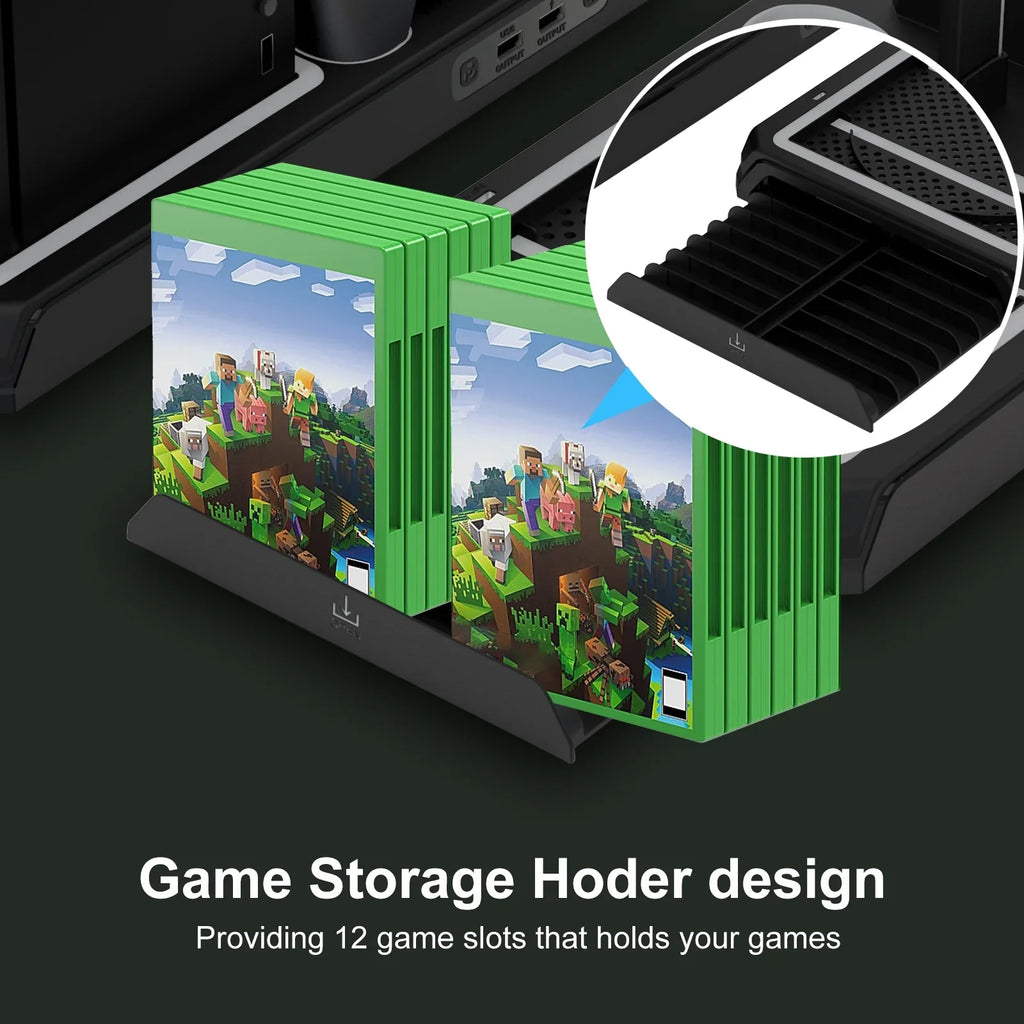 Charger Fan Station Charging with with Stand Organizer, Controller Games mAh Battery Packs 1400 Holder Cooling Storage Station X for 12 Dock Dual Xbox with Headphone Series X/S, Cooling & Vertical 2
