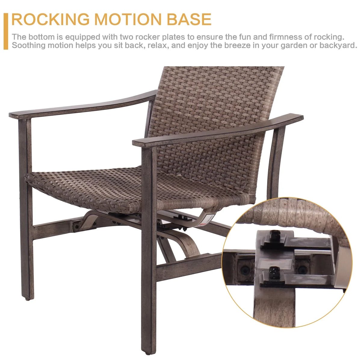 BTU Pit Chairs Table, All-Weather Wicker 5 Outdoor Motion Table, with & for Piece Rocking 4 Propane Gas Garden Set Furniture Fire Yard Deck Patio Firepit Set Conversation 33.8"x27.2" 15000