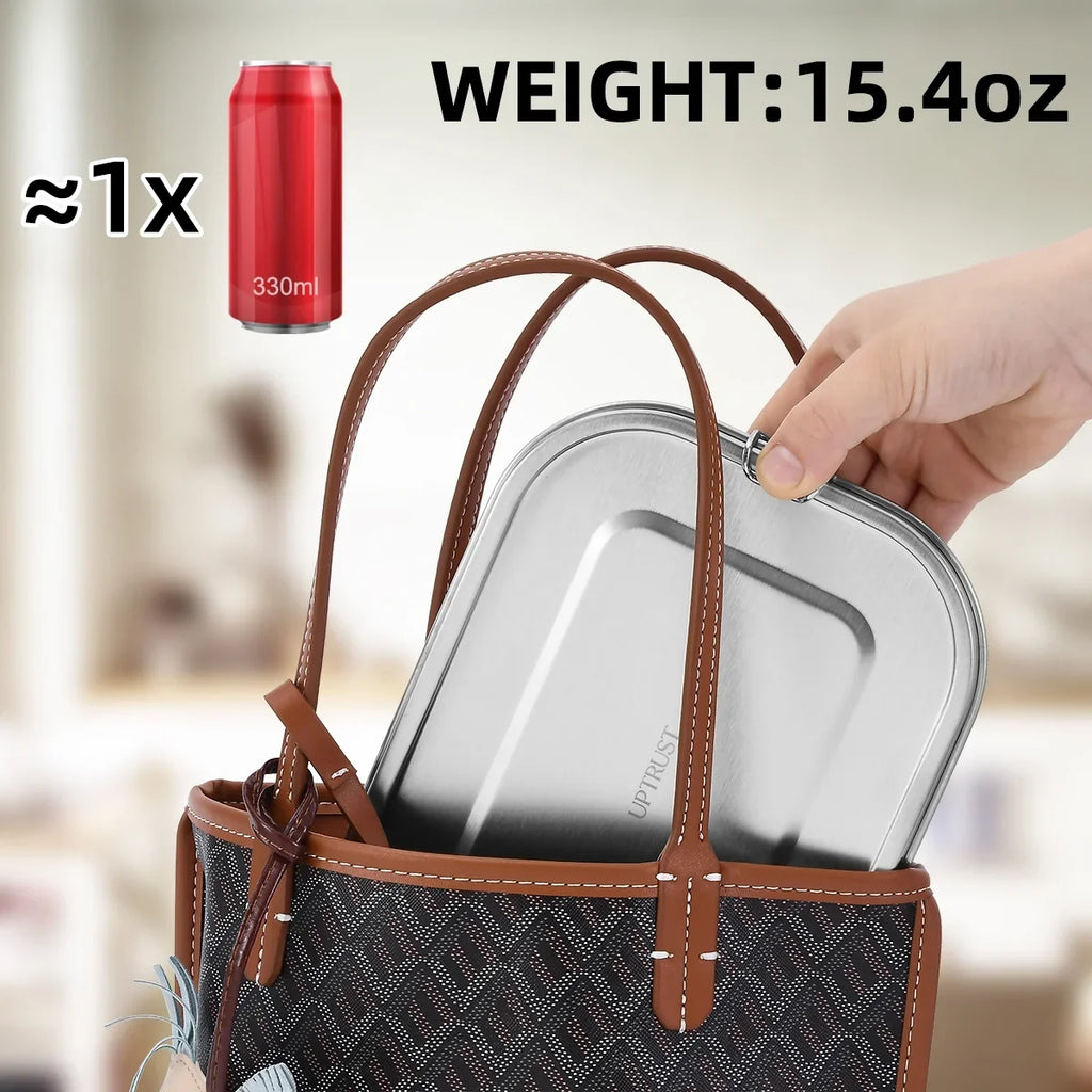 Bento Container Lunch Leak Proof 5-Compartment UPTRUST Bento Steel Food Lockable Clips Adults Box to for Stainless or Lunch 1400ML Large Kids Container, Metal Box with