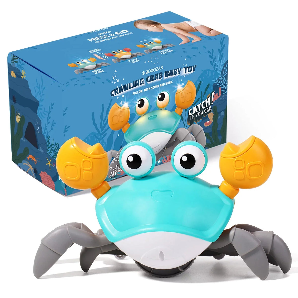 For Walking Toys Alin Cute Music Learning Time Toddlers And For Tummy Infant Interactive 36 Gifts Development & Crab: Baby Toy Crawl, Crawling Months Gift Birthday Kids