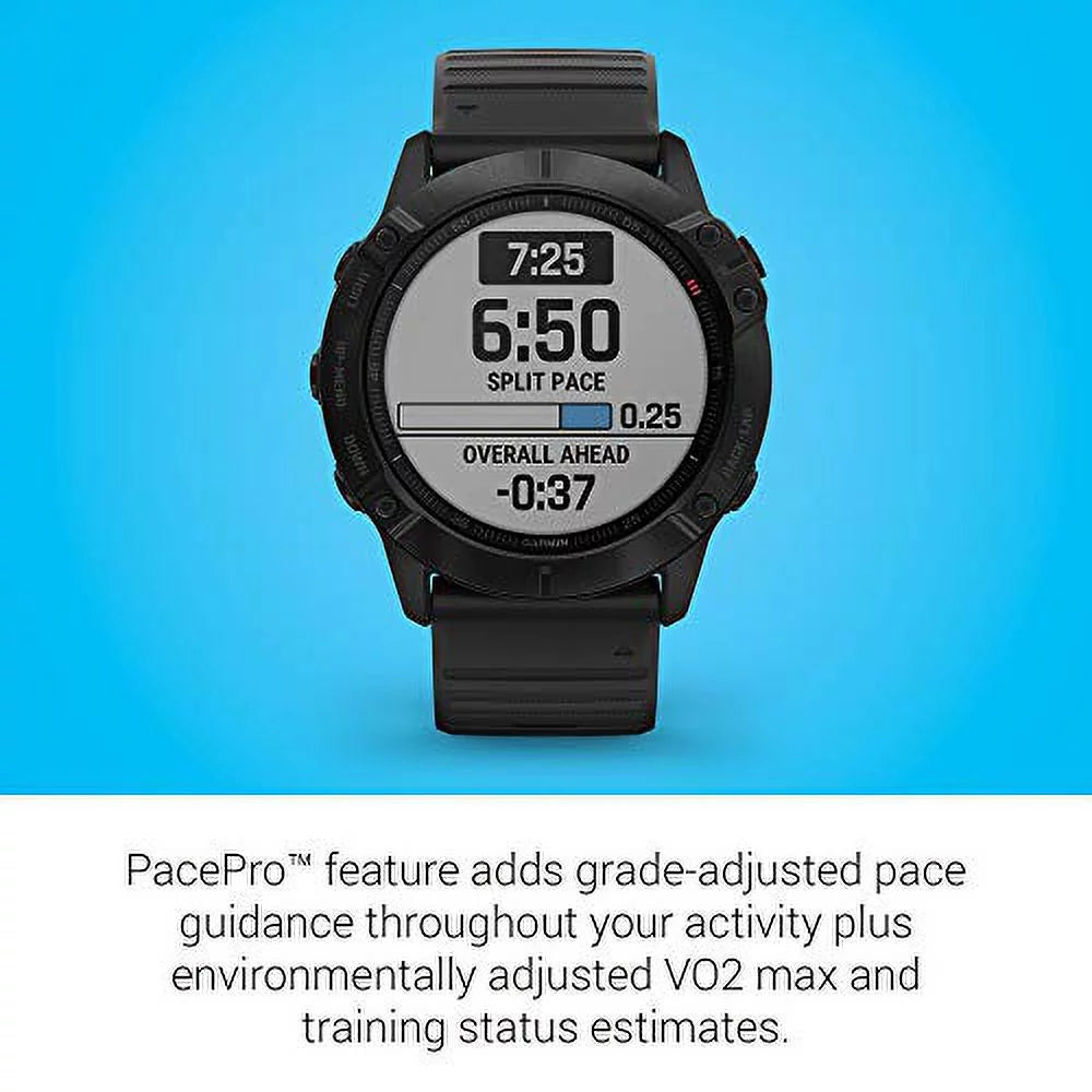 and Guidance Grade-Adjusted Black 6X Pro, Pace Sensors, Features GPS Watch, Premium Fenix Multisport Mapping, 010-02157-00 Garmin Pulse Ox Music,