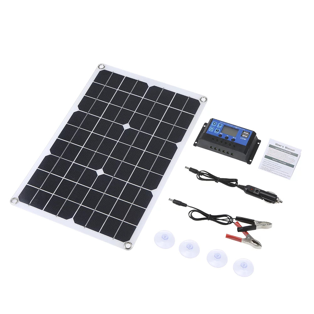 IP65 Charge /24V 50W Dual Solar USB Resistance Charge & Controller 2 Solar 5V/18V with Output Water Intelligent DC Ports PWM Regulator Panel Car