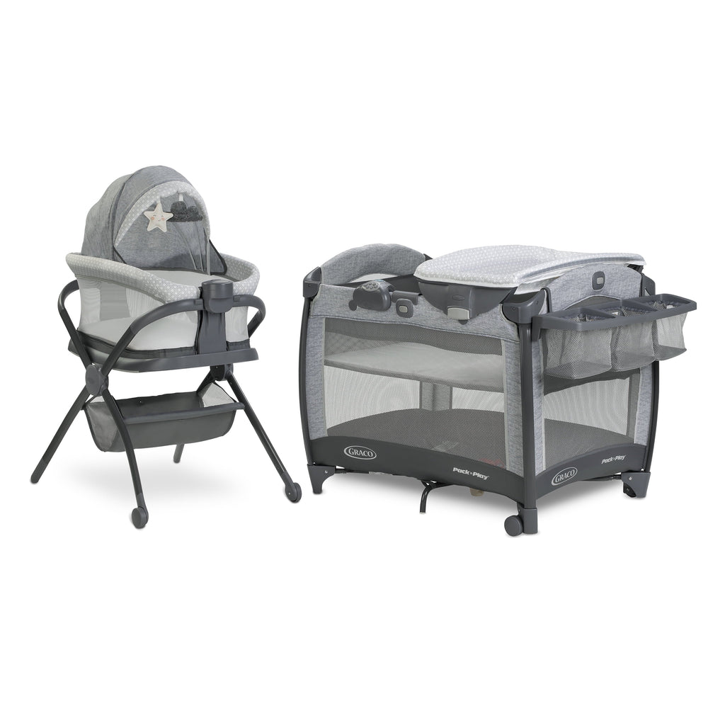 Play Flat Playard,Grey, Deluxe Pack Unisex Bassinet 'n Graco Day2Dream