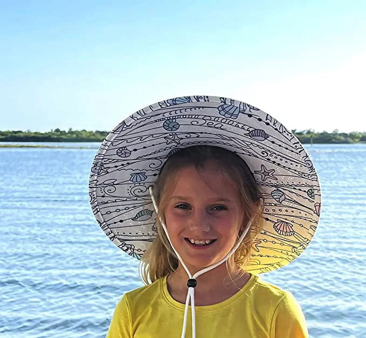 Pattern Malabar All, Straw & Kids Hat Sunhat, Board, Fabric Lifeguard 3+, Swim, Print Beach, Shells Fishing, Ages Boat, Fits Cruise, Girl, Hat, Paddle Children's Boy
