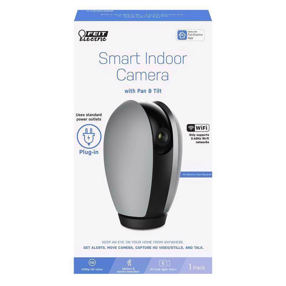& Tilt Plug-In 1 Smart Feit With Indoor Security Pc, Pan Home Wi-Fi Camera