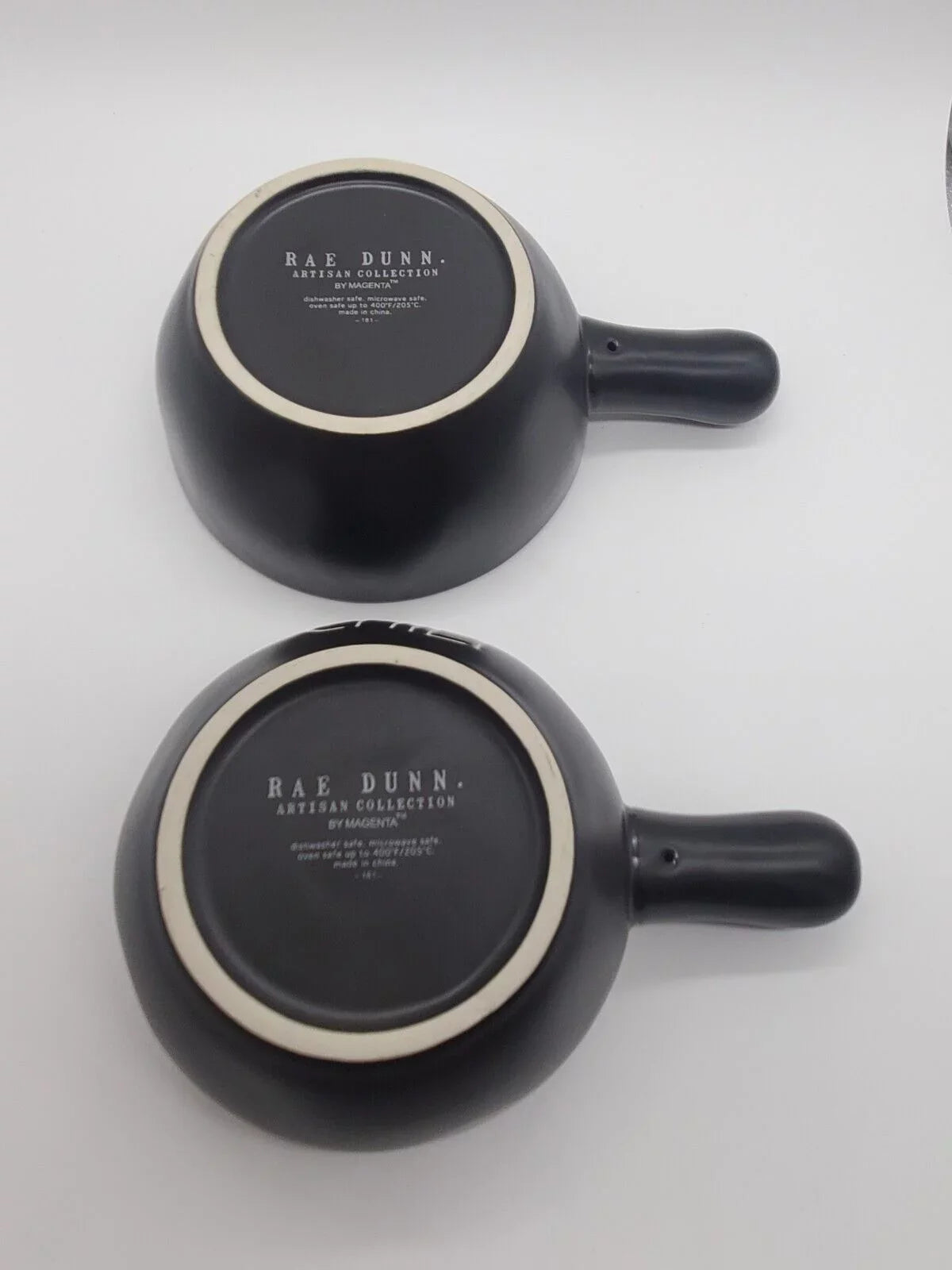 Handled Dunn White Rae with Black Letters Bowl LL CHILI Ceramic