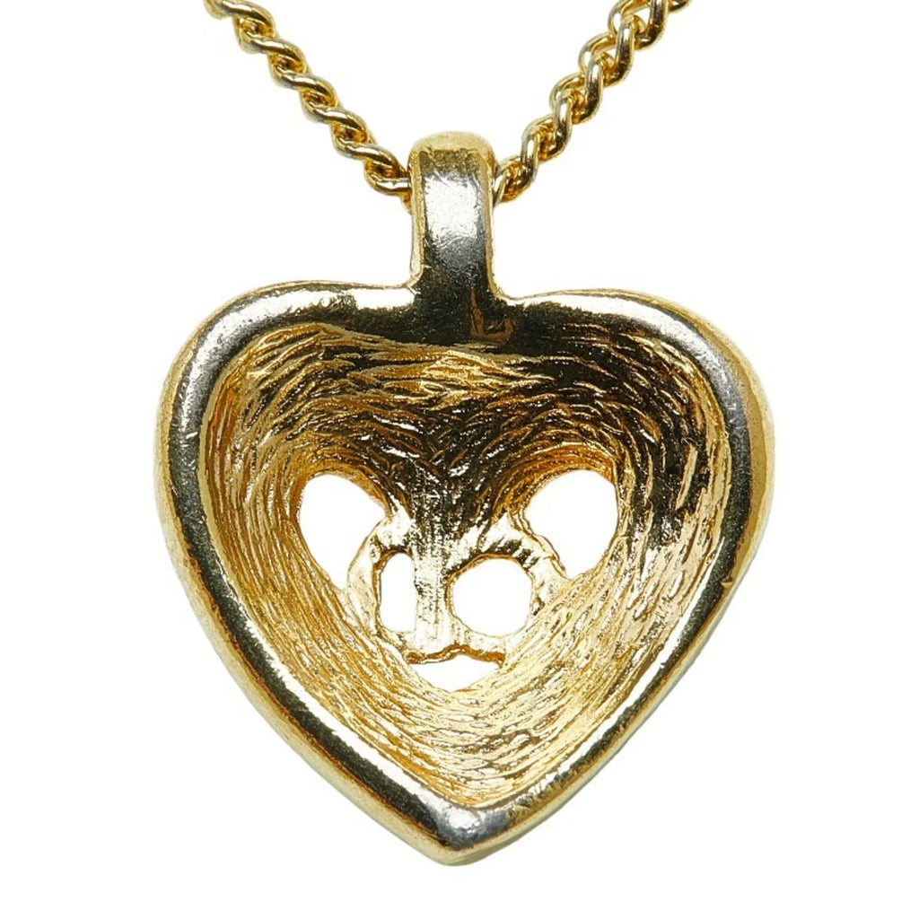 Gold Necklace Women's Dior Rhinestone Christian CD Pre-Owned Plated Heart (Good) Dior