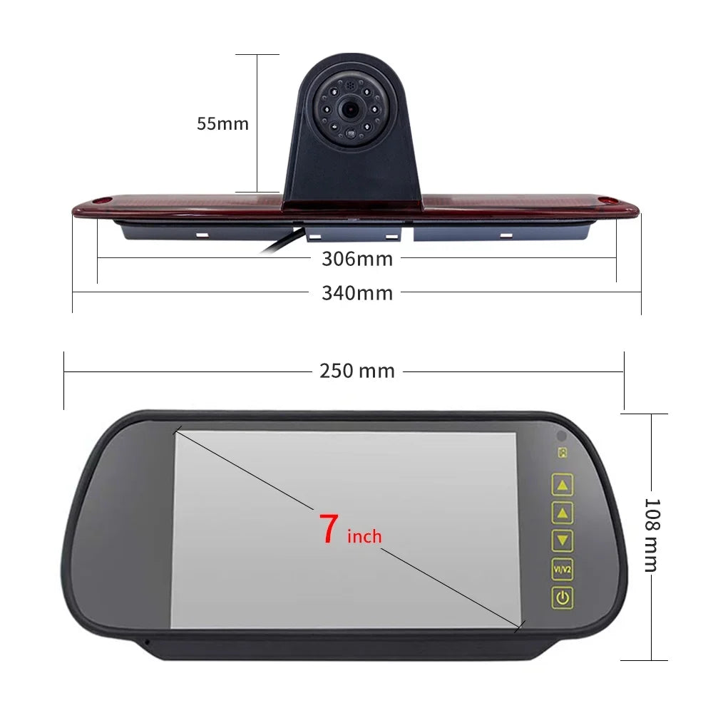 Sazoley 7 7 Dazzduo Camera, LED for Backup Dabey ERYUE Brake , 7 Backup Monitor Brake N Mercedes-Benz Vans in 7 Light with Sprinter Mercedes- 7 Compatible Parking Camera XIXIAN Crafter Fesjoy Light