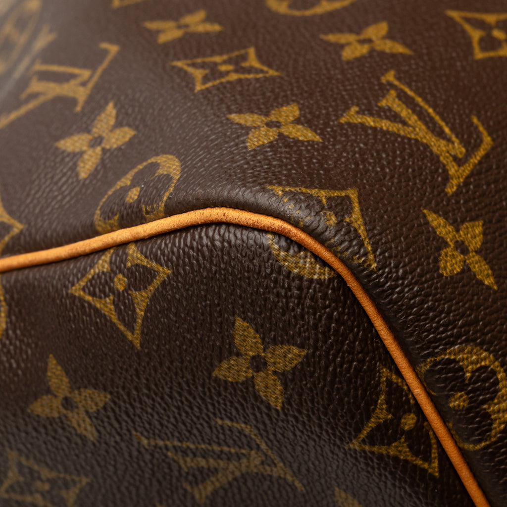 55 Authenticated Vuitton Louis Unisex WeekenderBag Monogram Keepall Brown Pre-Owned Travel Bag (Good) Canvas