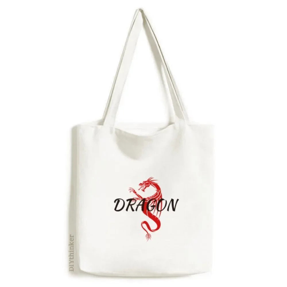 Canvas Casual Bag Tote Animal East West Winged Shopping Dragon Satchel Handbag Mythology