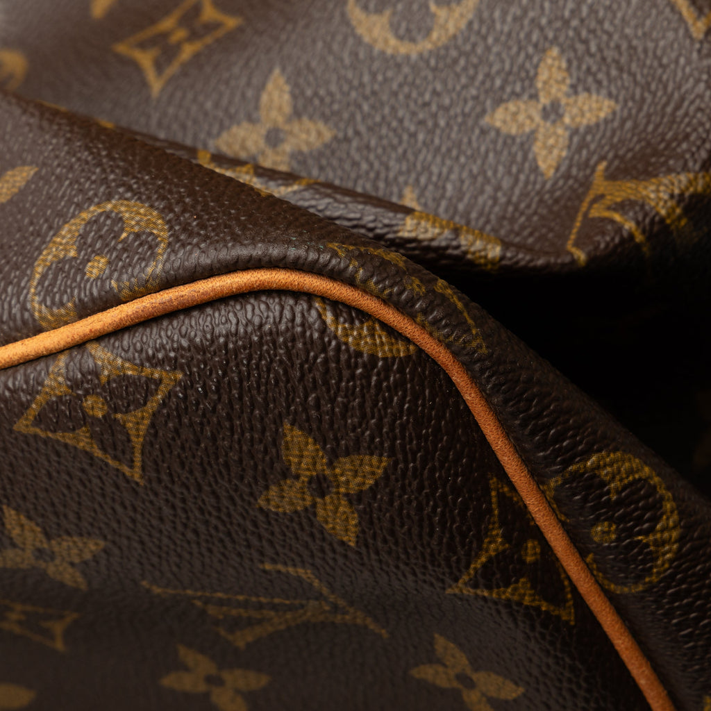 55 Authenticated Vuitton Louis Unisex WeekenderBag Monogram Keepall Brown Pre-Owned Travel Bag (Good) Canvas