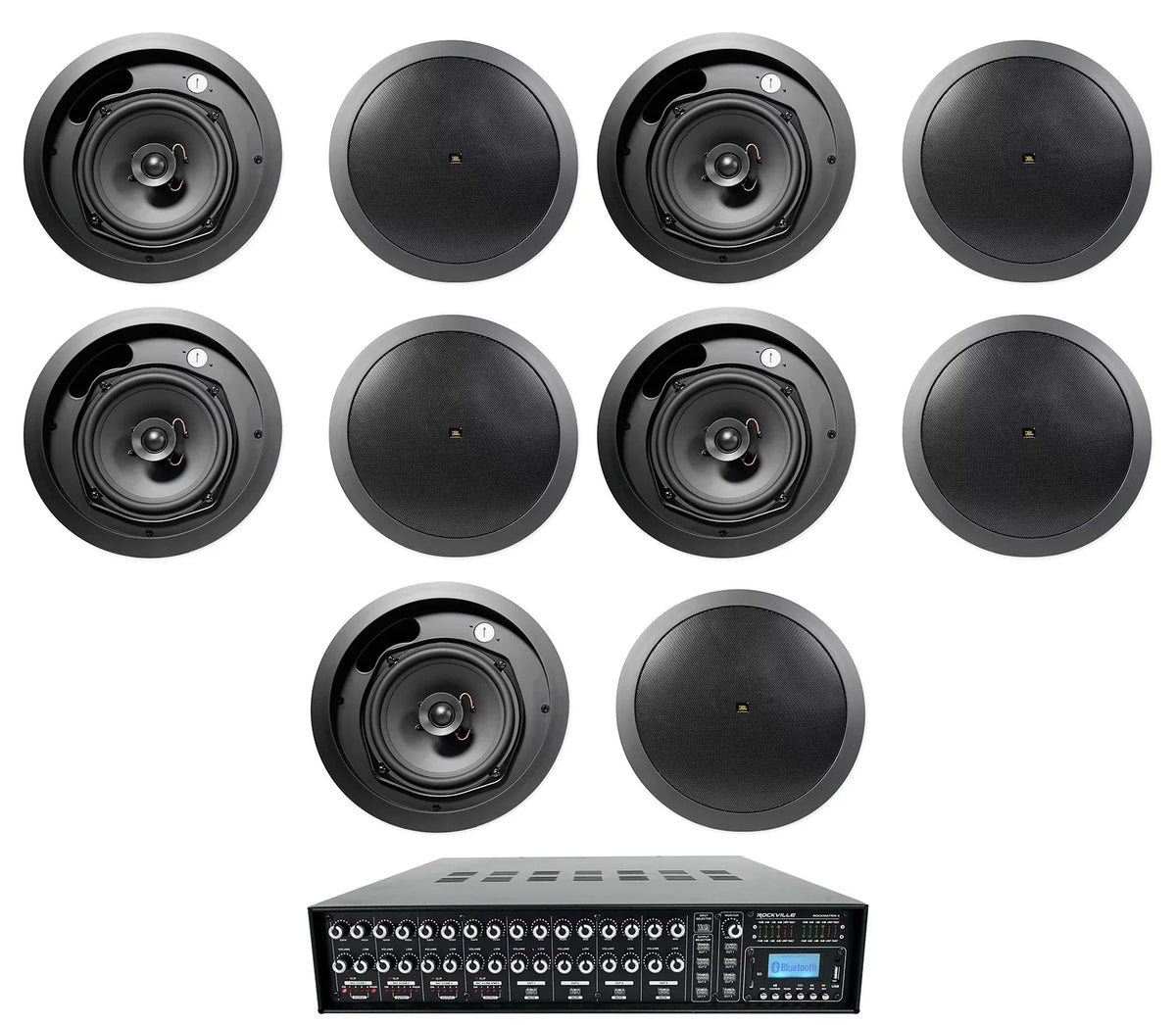 Multi Room Matrix System Ceiling (10) Speakers JBL 4-Zone 70v Audio Black w/