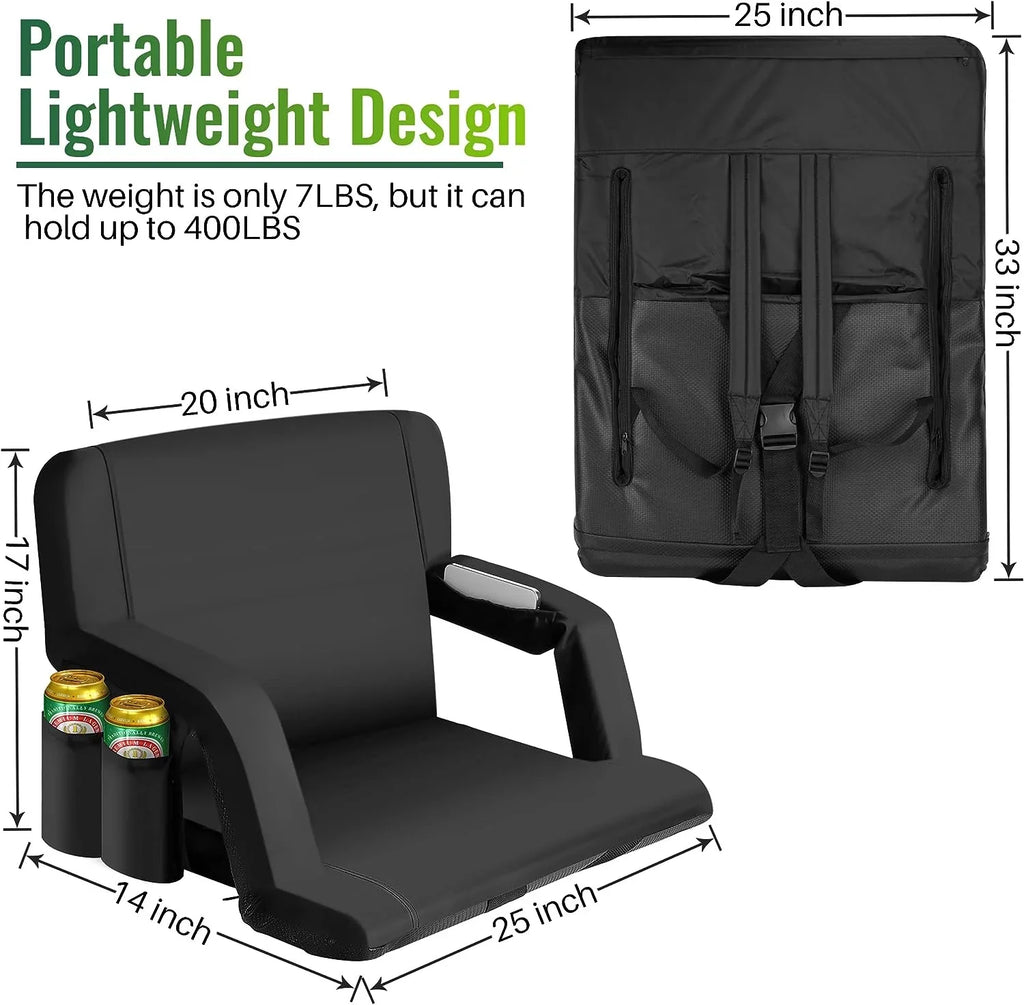 Waterproof, Picnic Thicker, AiYCHEN Events, Extra Sporting for Camping, and Beaches, Stadium - Bleachers Sturdy for Wide Seat, Seating Reclining 25-Inch and Chair