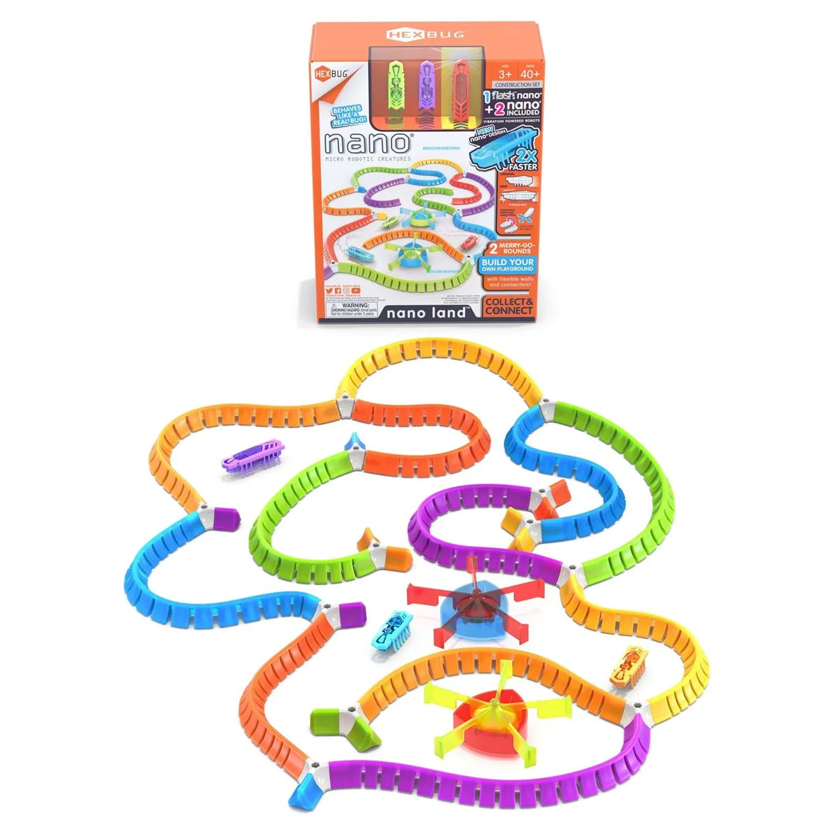 Your Mold and 40 HEXBUG for - Multicolor Nano Playset Kids own Pieces Batteries Over Flash - Playground - Included - Colorful Nano Sensory Land