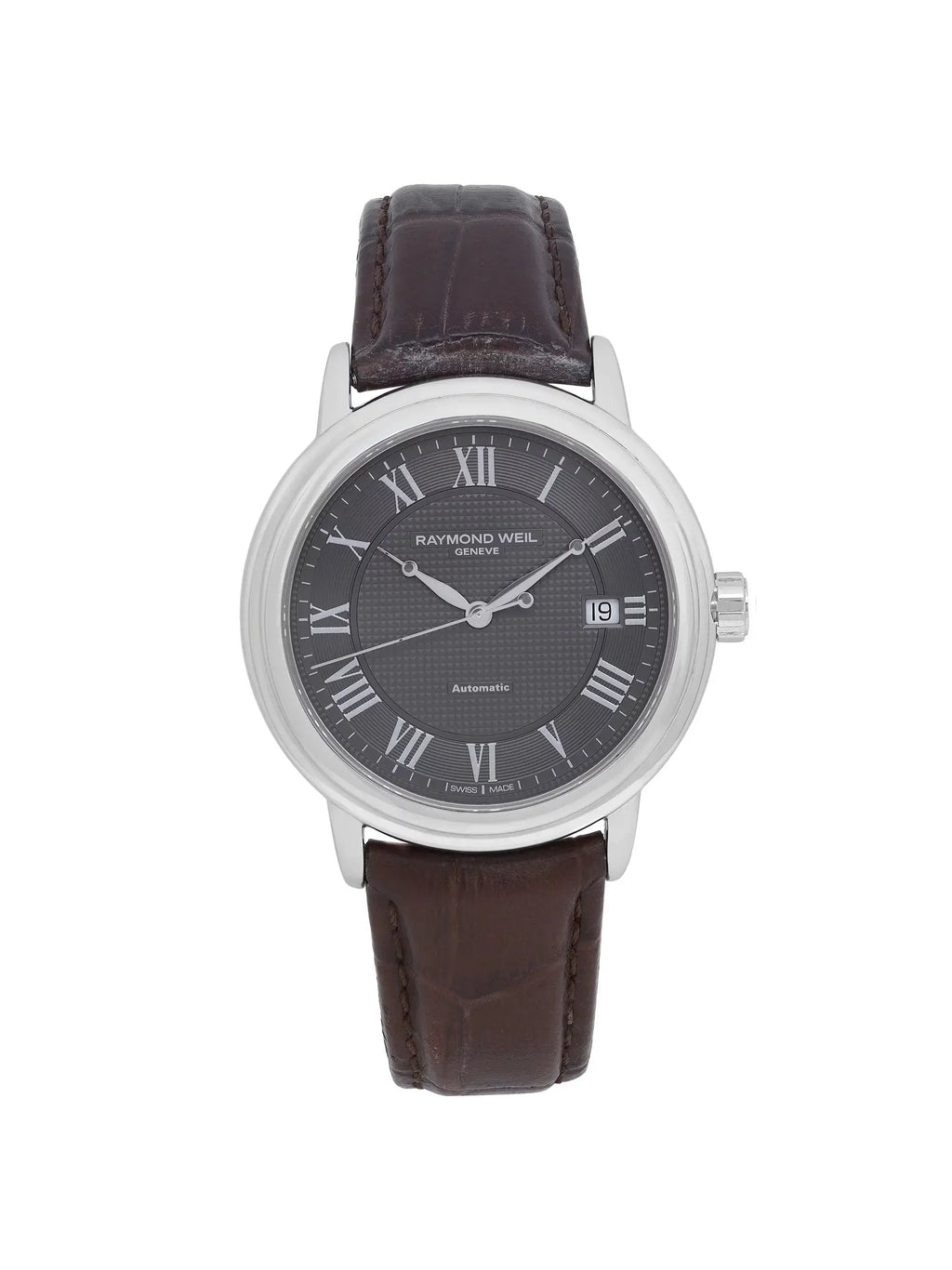 39mm Automatic Dial Watch Raymond Mens Gray Weil Steel Maestro 2837-STC-00609