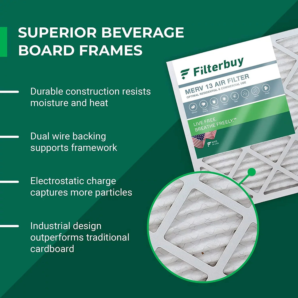 Filterbuy Filters MERV (3-Pack) Pleated Air Furnace HVAC 18x24x1 13 AC