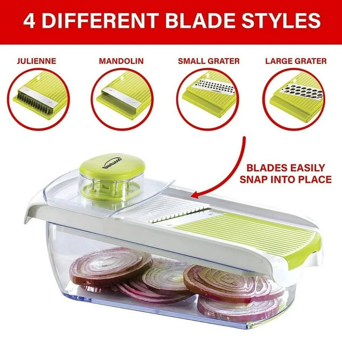 Blades Storage 5-Cup Slicer 4-Interchangeable Stainless Brentwood Steel and Mandolin Container with