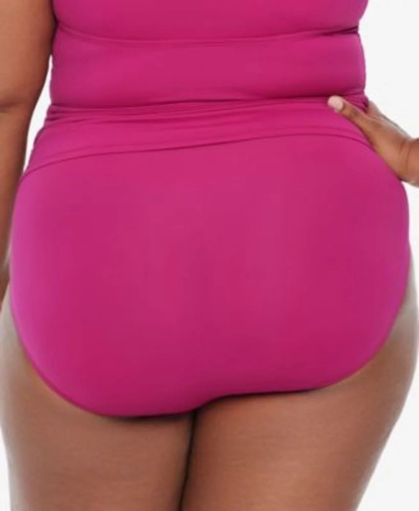 Size Lauren Ralph PLUMERIA High-Waist US Bottom, Plus Swim Shirred 22W