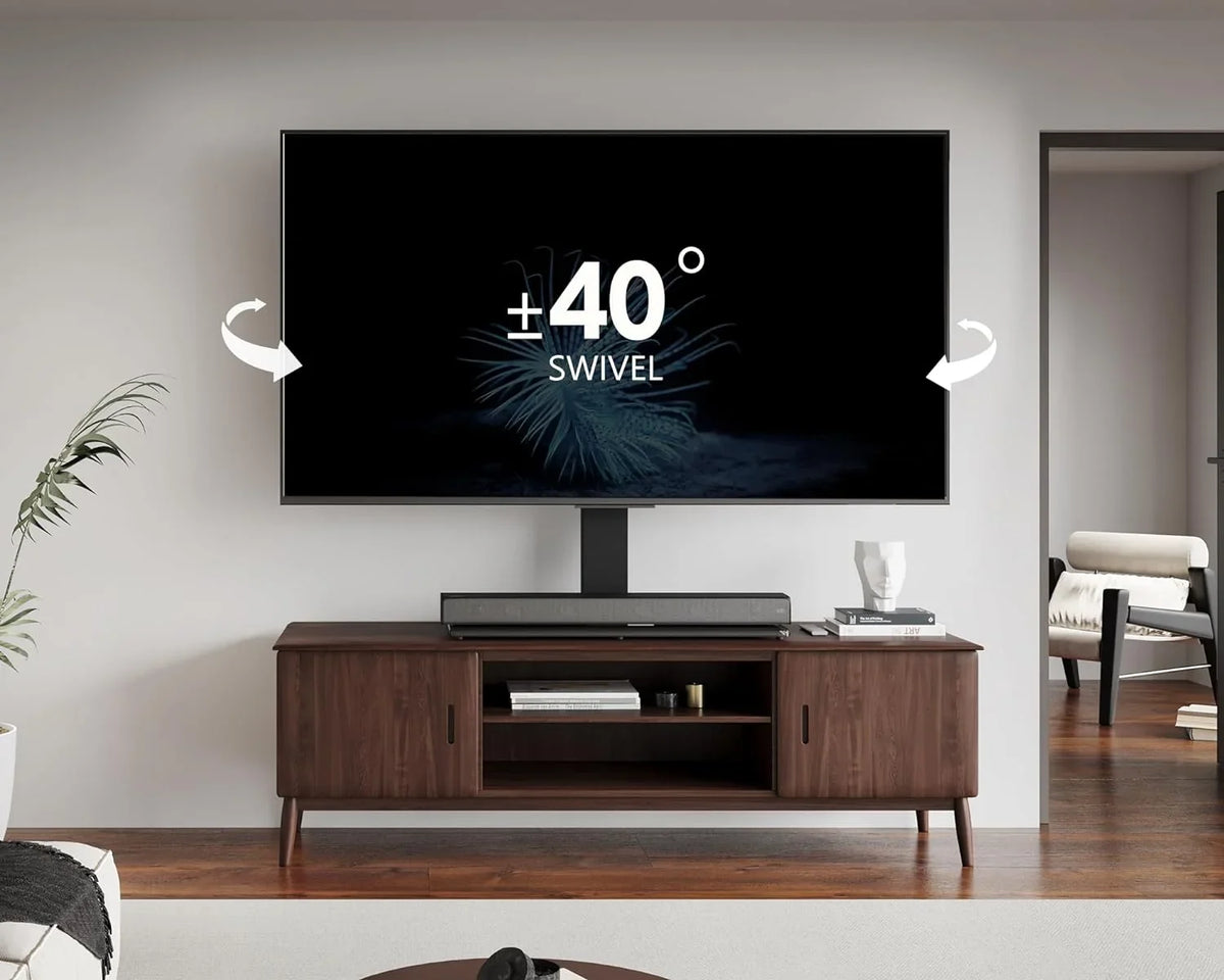 100 up Mount Degree Tabletop 50 with HBBOOMLIFE for 143 Holds Tempered TV Stand/Base Flat 4 lb to to TV Swivel Glass inch Level Height Swivel Screen 85 Base Universal TV Adjustable Stand