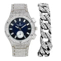 Big Hop Blue Watch SLV MB Inspired Bling Out by ST10311 on - - Rhinestones Men's -C Hip Blast Raymond Charles Iced Timepiece- Diamond