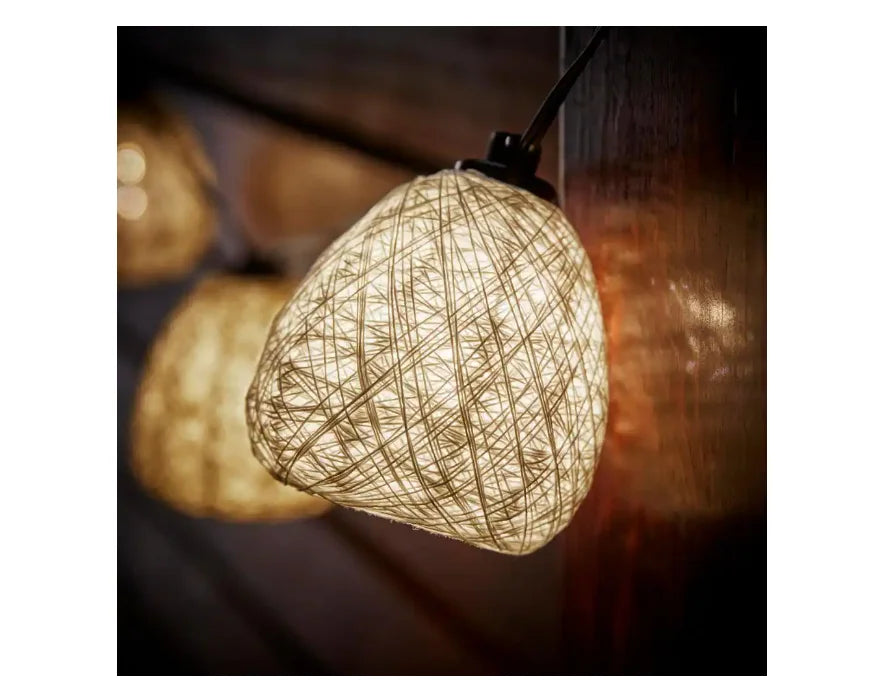 Fiber Hampton (10-Heads) Natural String LED Bulb 11 Mini ft. Bay Outdoor/Indoor Plug-In Light