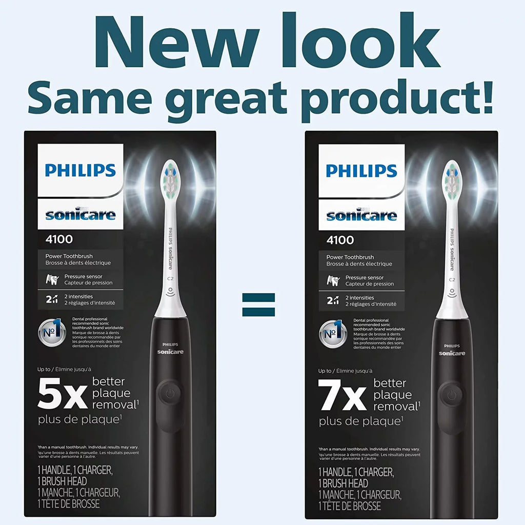 4100 Philips Sonicare Rechargeable Toothbrush, Toothbrush Black Sensor, Pressure Power with Electric