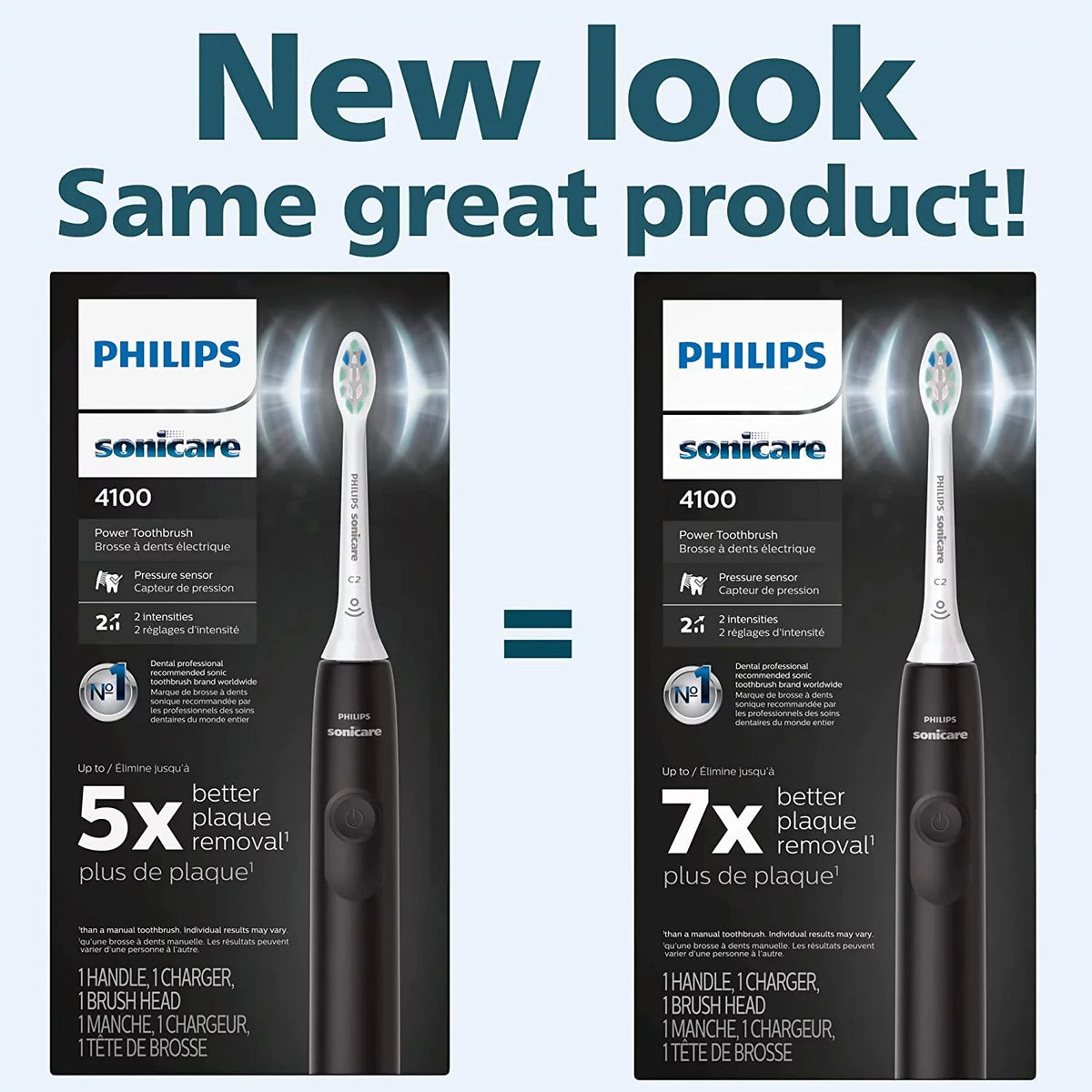 4100 Philips Sonicare Rechargeable Toothbrush, Toothbrush Black Sensor, Pressure Power with Electric