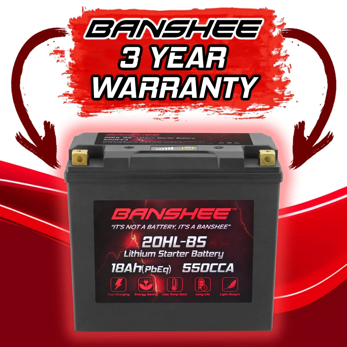 Banshee YTX20L-BS 2015 VX1100E Battery Yamaha with Motorsports LiFePO4 Compatible 2015 WaveRunner to V1
