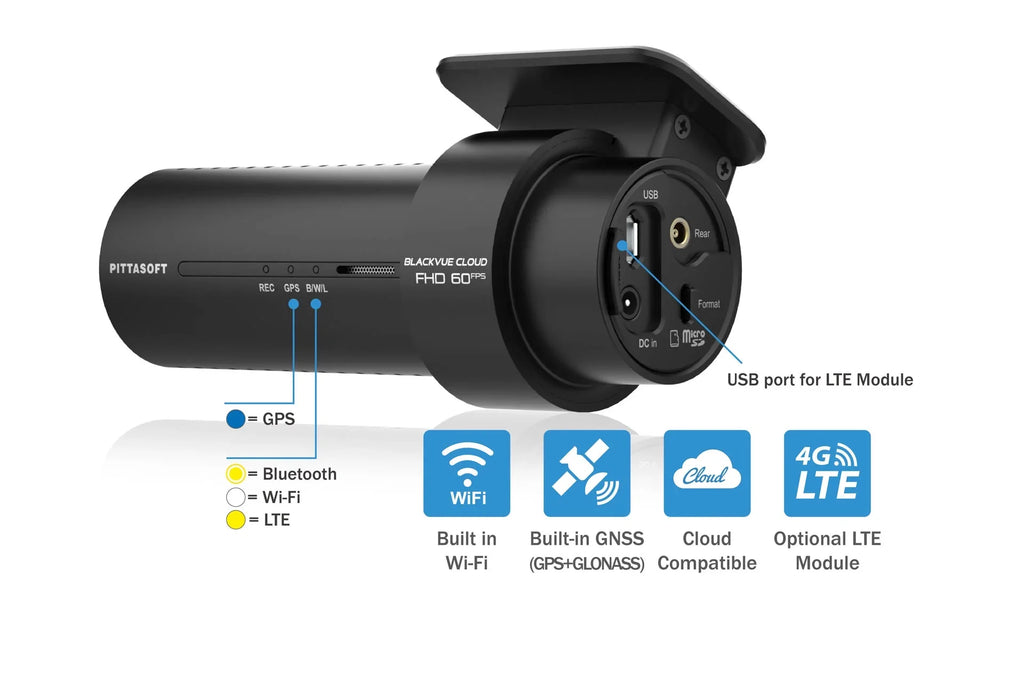 Cloud-Ready | BlackVue With Front Waterproof 128GB Dash & Cam GPS DR770X-2CH-TRUCK 1080p Exterior WiFi 60FPS Card +
