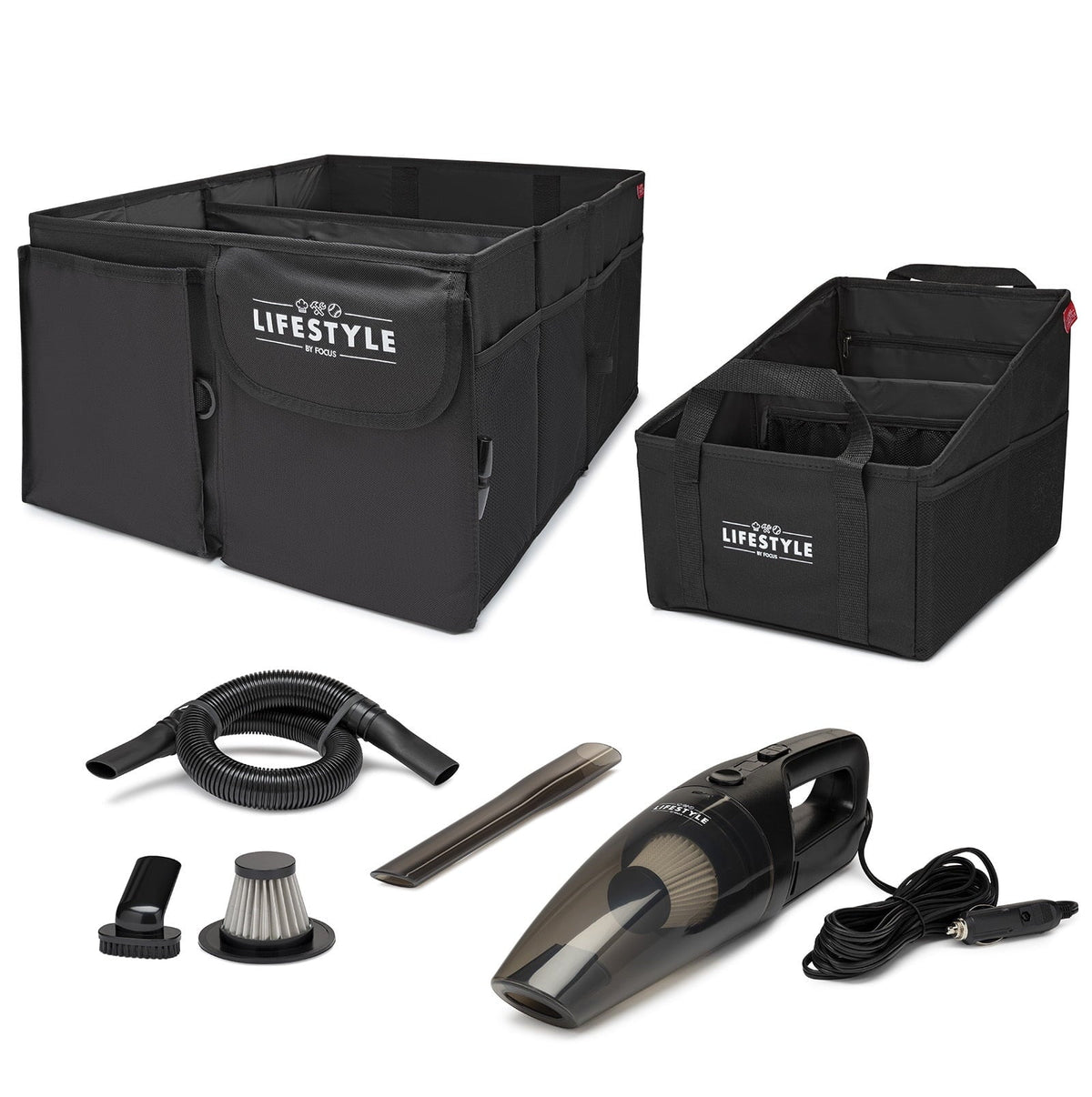 Lifestyle Set and Focus Car Vacuum Organizer by