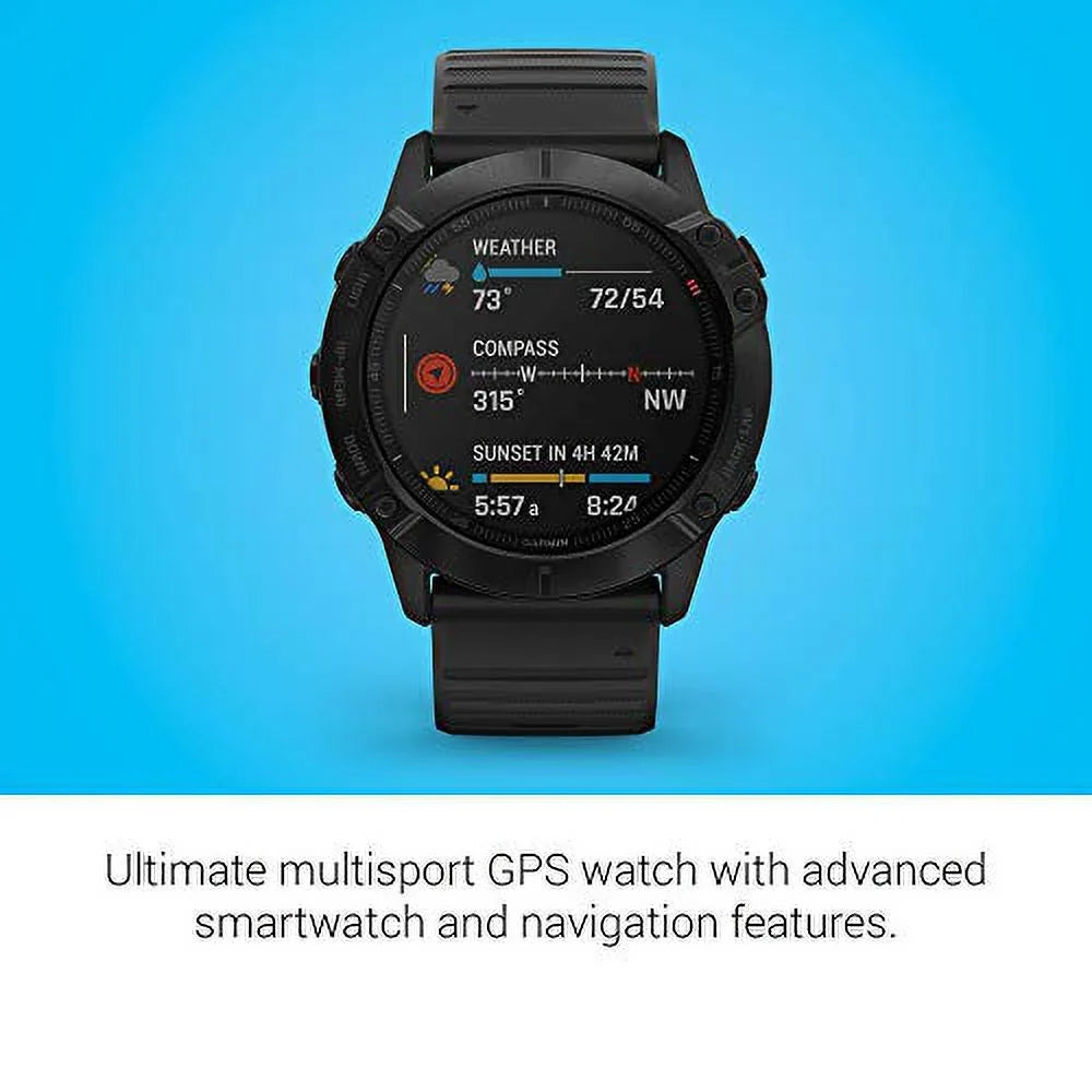 and Guidance Grade-Adjusted Black 6X Pro, Pace Sensors, Features GPS Watch, Premium Fenix Multisport Mapping, 010-02157-00 Garmin Pulse Ox Music,