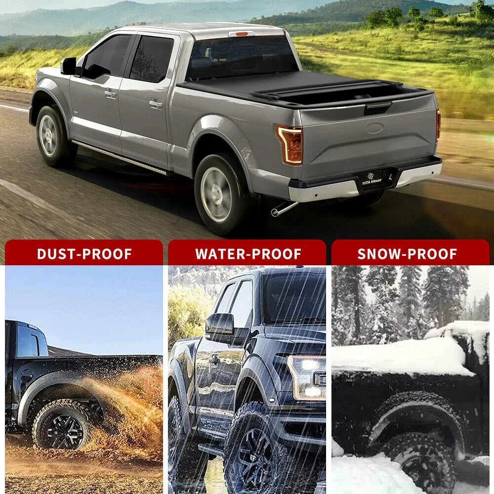 Cover 1500 Tonneau Quad-Fold 3500 Dodge for 2002-2023 96.3" Ram 8 ft Bed Ledkingdomus Soft 2500