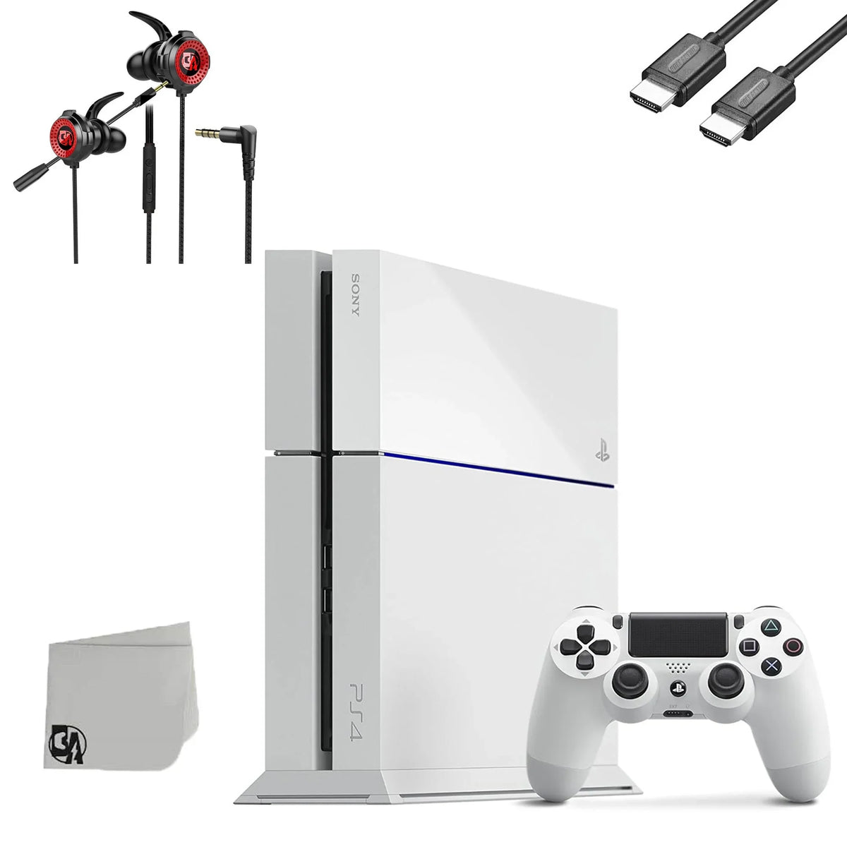 '+ Gaming 500GB Like PlayStation AXTION BOLT White Earbuds Original Bundle Sony 4 New Gaming Microphone With Matte Console