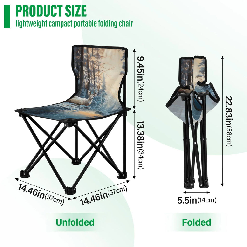 Deer Portable Camping Small Kids with for Chair Winter Forest Chair Outdoor Beach Folding Chair Chair Lawn in Carry Fishing Bag