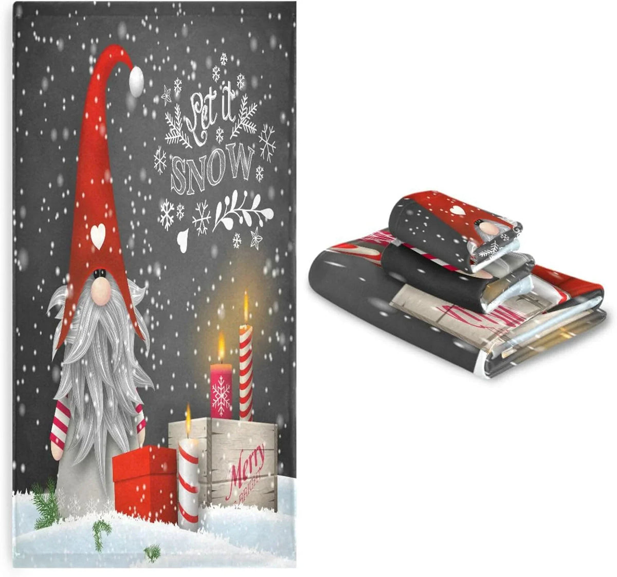 Towels Hotel Bath Towel, 3, and Washcloth Soft Christmas Bathroom Hand Gym Set Wellsay Towel for Absorbent Spa Towel Gnome with Highly of