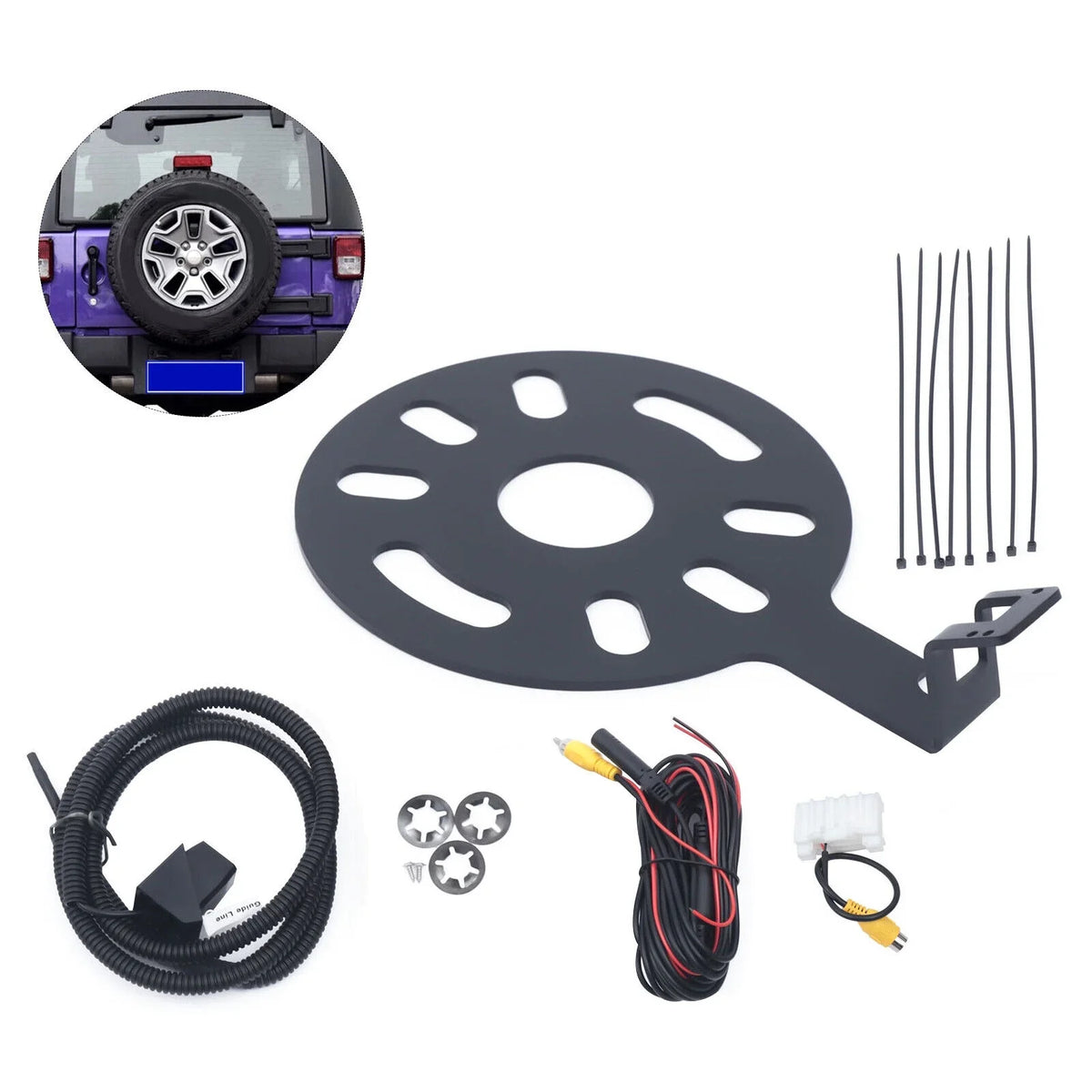 170° Camera View JK ZhdnBhnos for 2007-2017 Spare Wrangler Mount Jeep Backup Bracket Tire Kit Rear