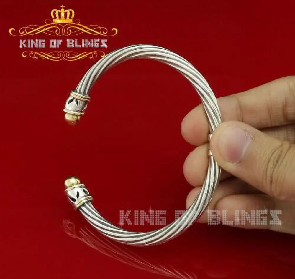Cubic Stones for Of Zirconia Bangle Men/Womens Silver Inch King 7 Bling's Fashion Round