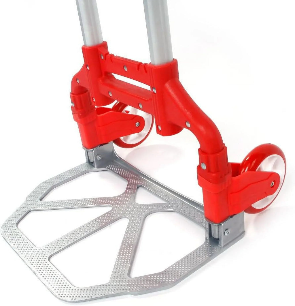 for 165.35 Push (75kg) Use Auto, lbs Aluminium Home, Collapsible Hand Folding (Red) Truck,Hand Luggage Dolly Trolley and Office,Travel Cart Portable