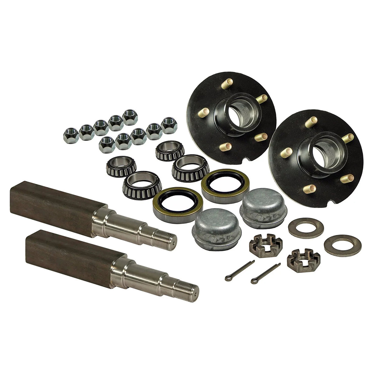 To Pair Inch 5-Bolt (2) 1-3/8 Spindles 5 Hub - &amp; Trailer Bearings Assemblies Square Tapered Includes Inch Stock on Inch 1-1/16 of